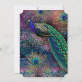 ピーコック羽エレガント羽金ゴールド冬のウェディングアブ 招待状 (裏面)