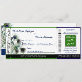 ピーコック羽ボーディングパス結婚式招待状 招待状 (正面/裏面)