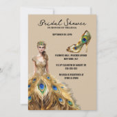 ピーコック羽ボールガウン花嫁になるブライダル 招待状 (正面)