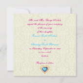 ピーコック羽根玉ハート結婚式招待状 招待状 (裏面)