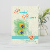 ピーコック羽根玉結婚ハートブライダルシャワー 招待状 (スタンド正面)