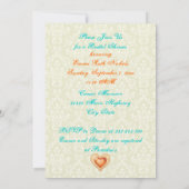 ピーコック羽根玉結婚ハートブライダルシャワー 招待状 (裏面)