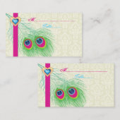 ピーコック羽根玉結婚ハート座席表 プレイスカード (正面/裏面)