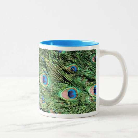 ピーコック羽毛コーヒーまたはティーカップ飲料マグカップ ツートーンマグカップ (右)