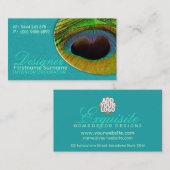 ピーコック羽毛ダマスクアクアデザイナー 名刺 (正面/裏面)