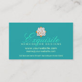 ピーコック羽毛ダマスクアクアデザイナー 名刺 (裏面)