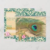 ピーコック羽毛ビーチ結婚式招待状 招待状 (正面/裏面)