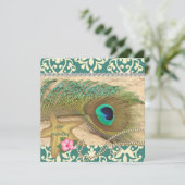 ピーコック羽毛ビーチ結婚式招待状 招待状 (スタンド正面)