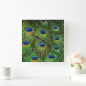 ピーコック羽 スクエア壁時計 (ホーム)