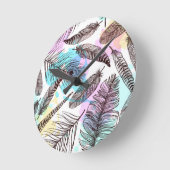 ピーコック羽 ラウンド壁時計 (傾斜)