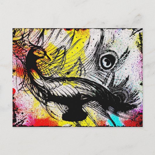 ピーコック落書きポストカード ポストカード (正面)