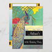 ピーコック誕生日パーティーの招待状 招待状 (正面/裏面)