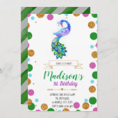 ピーコック誕生日パーティーの招待 招待状 (正面/裏面)