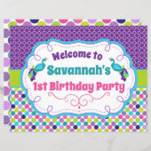 ピーコック誕生日パーティー歓迎サイン (正面/裏面)