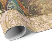 ピーコック赤面ピンクピーニーフローラ金ゴールドデコパージュ ラッピングペーパー (ロールコーナー)