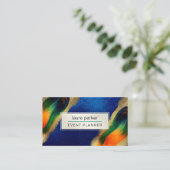 ピーコック金ゴールドエレガントグリッターブルーグリーンモダンバス 名刺 (スタンド正面)