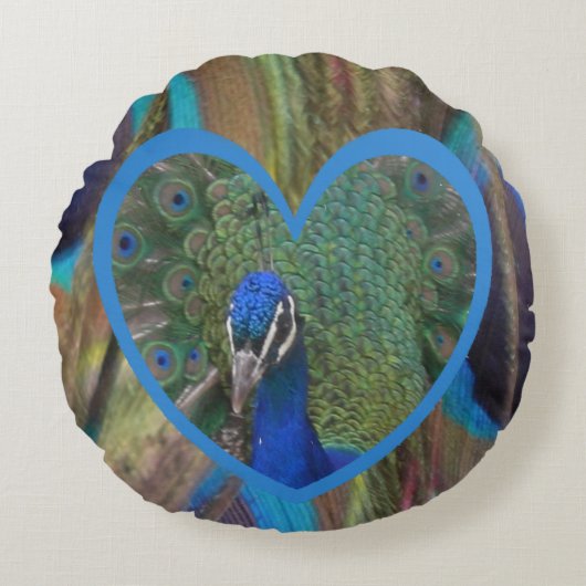 ピーコック顔インハートラウンドピロー ラウンドクッション (正面)