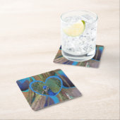 ピーコック顔インハート紙コースター スクエアペーパーコースター (インサイチュ)