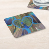 ピーコック顔インハート紙コースター スクエアペーパーコースター (アングル)
