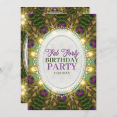 ピーコック魔法ファブフォーティバースデーパーティー招待 招待状 (正面/裏面)