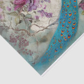 ピーコック鳥のカラフルフローラ背景の分離 薄葉紙 (詳細)
