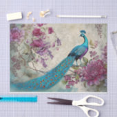 ピーコック鳥のカラフルフローラ背景の分離 薄葉紙 (クラフト)