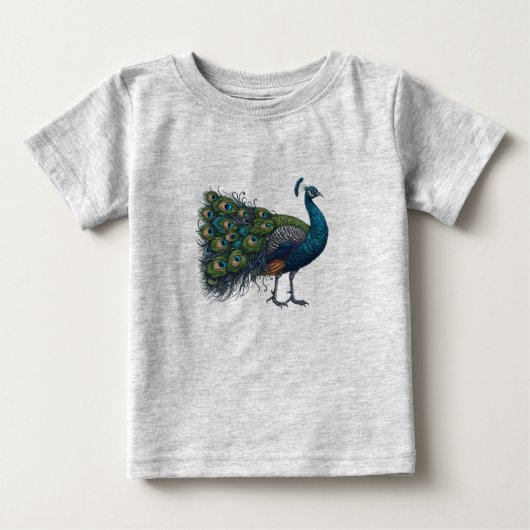 ピーコック鳥ベビー素晴らしジャージーTシャツ ベビーTシャツ (正面)