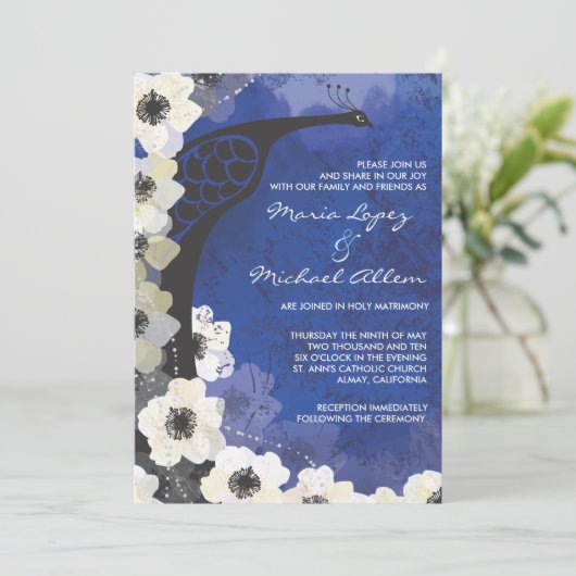 ピーコック&アネモネフラワーズ結婚式招待状 招待状 (スタンド正面)