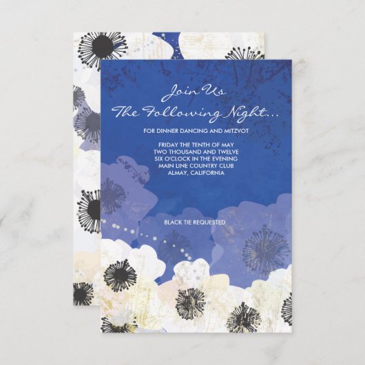 ピーコック&アネモネ花結婚式パーティーカード 招待状 (正面/裏面)