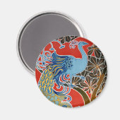 ピーコック・オン・レッド マグネット (正面/裏面)