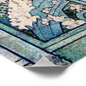 ピーコック、クレーン、ひまわりの花ヴィンテージデザイン ポスター (角)