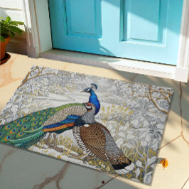 ピーコック&グロウズアートヌオヴウィンター/金ゴールドフローラ ドアマット