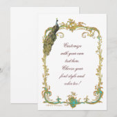 ピーコック ゴールド バロックフレーム インビテーションカード 招待状 (正面/裏面)