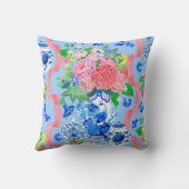 ピーコック シノワズリー 花瓶に芍薬とバラ  クッション (裏面)