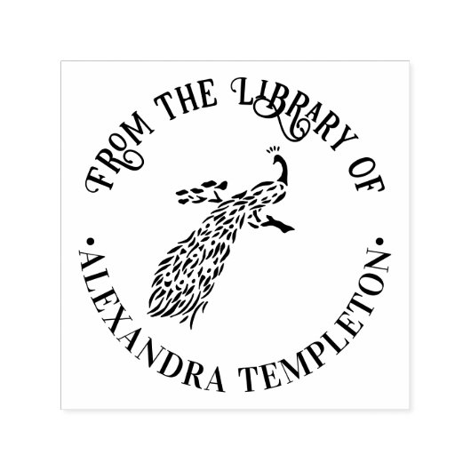 ピーコック シルエット #3 “図書館から” 名前 セルフインキングスタンプ (デザイン)