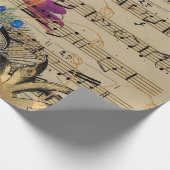 ピーコック、シート音楽、花 ラッピングペーパー (角)