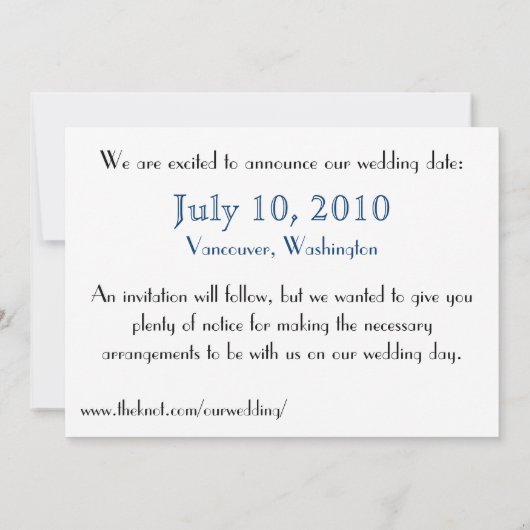 ピーコック セーブ・ザ・デートのアナウンス セーブザデート (裏面)