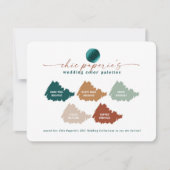 ピーコック ティール グリーン ゴールド ウェディング カラー パレット カード (正面)