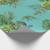 ピーコック&トロピカル葉パターン ラッピングペーパー (角)