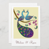 ピーコック&ピーヘン結婚式招待状(カンタ/アイボリー) 招待状 (正面/裏面)