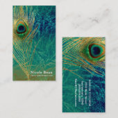 ピーコック フェアー ブルー ティール ゴールド ボヘミアンチック グラム 名刺 (正面/裏面)