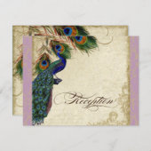 ピーコック&フェザーフォーマル披露宴招待状ラベンダー 招待状 (正面/裏面)
