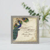 ピーコック&フェザーブライダルシャワーシルバーメタリック 招待状 (スタンド正面)