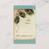 ピーコック&フェザー結婚のテーブルの座席エスコート プレイスカード (裏面)