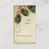 ピーコック&フェザー結婚のテーブルの座席エスコート プレイスカード (裏面)