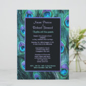 ピーコック フェザー ドラマ 6.5" x 8 ウェディング 招待状 (スタンド正面)