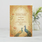 ピーコック フラワーのインド ヒンズー教婚約式 招待状 (スタンド正面)