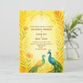 ピーコック フラワーのインド ヒンズー教婚約式 招待状 (スタンド正面)