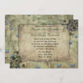 ピーコック ヴィンテージ ウェディング インビテーション (正面/裏面)