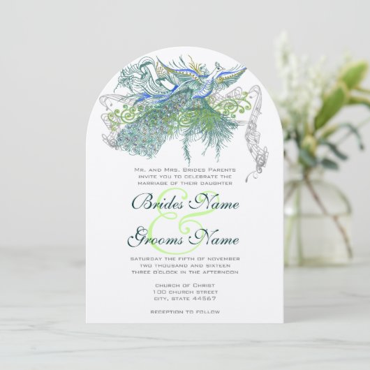 ピーコック ヴィンテージ ラブ バーズ 招待状 (スタンド正面)